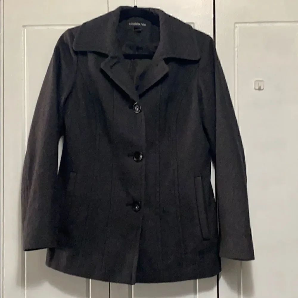 London Fog gray pea coat single breasted small